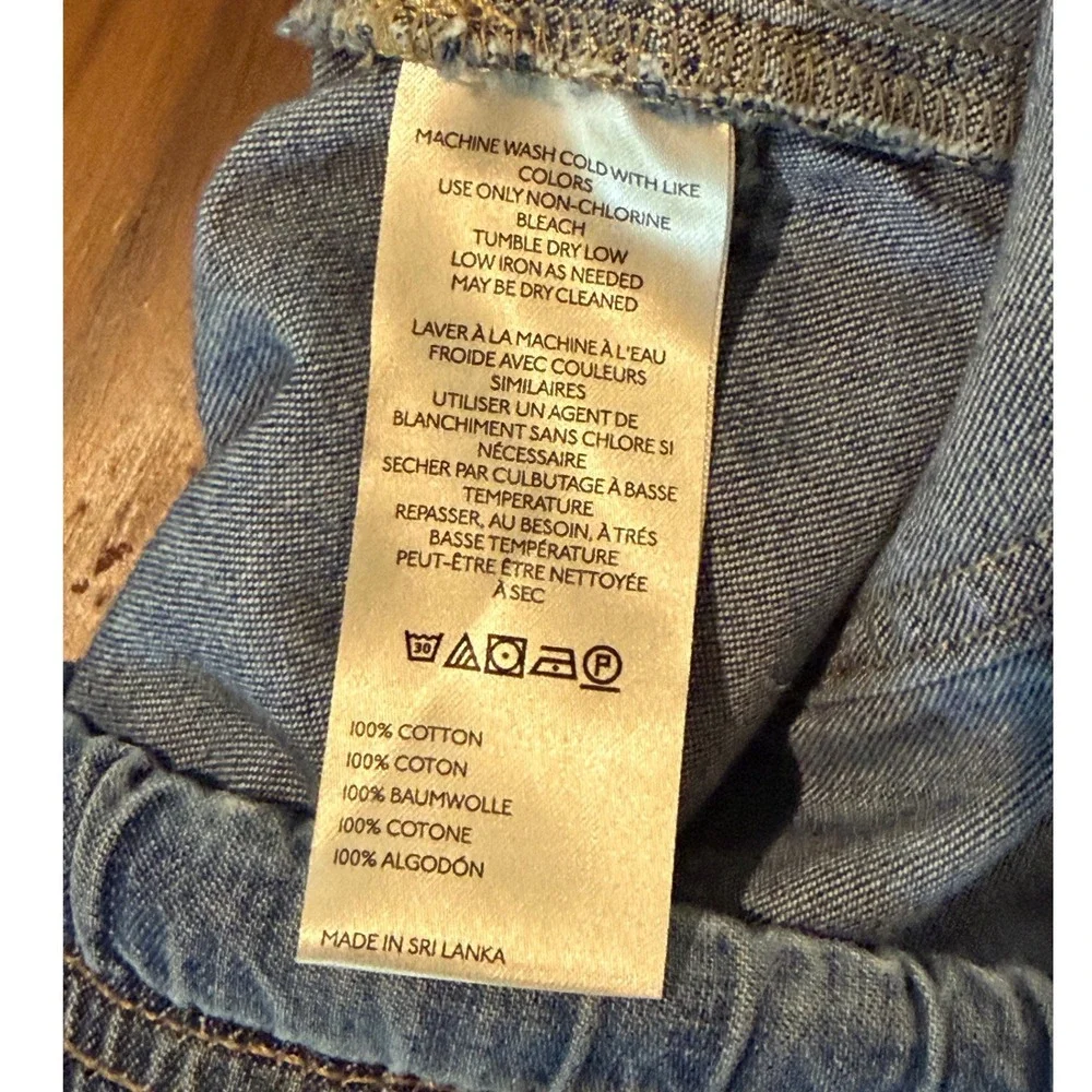Free People We The Free Wide Leg Denim Pants Light Wash Blue Large Drawstring